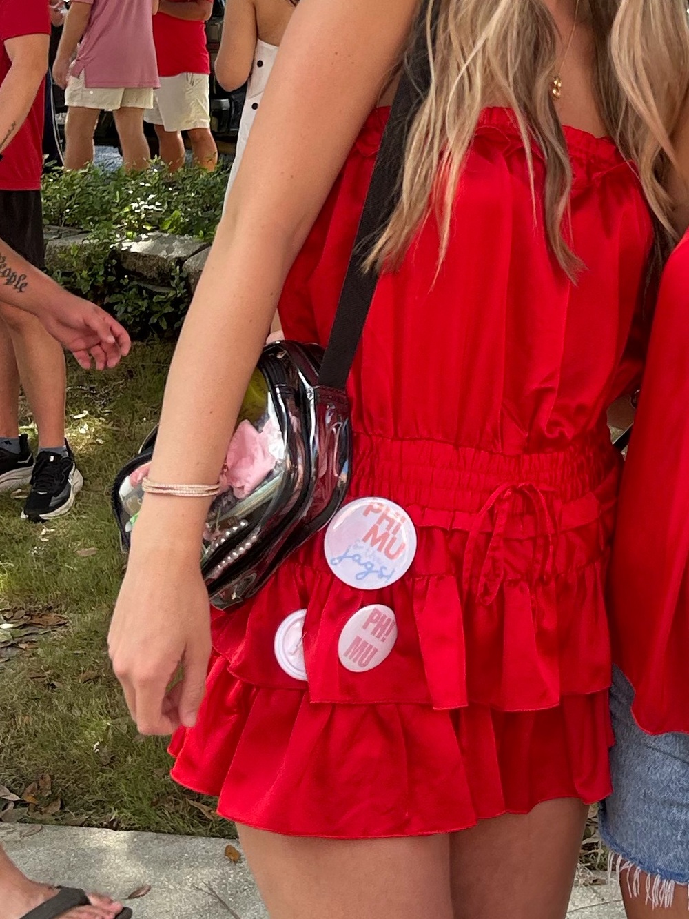 Red Ruffle Mini Dress - Bright Red - Picture 3 of 3